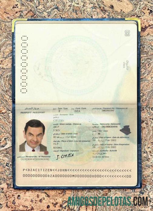 Foto do passaporte da Argélia baixar para verificação